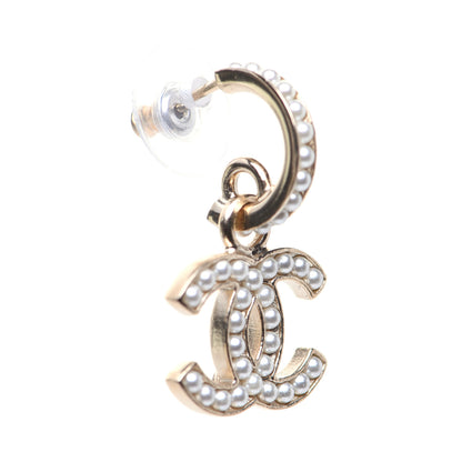Chanel Pearl CC Hoop Drop Earring Gold 4 of 9
