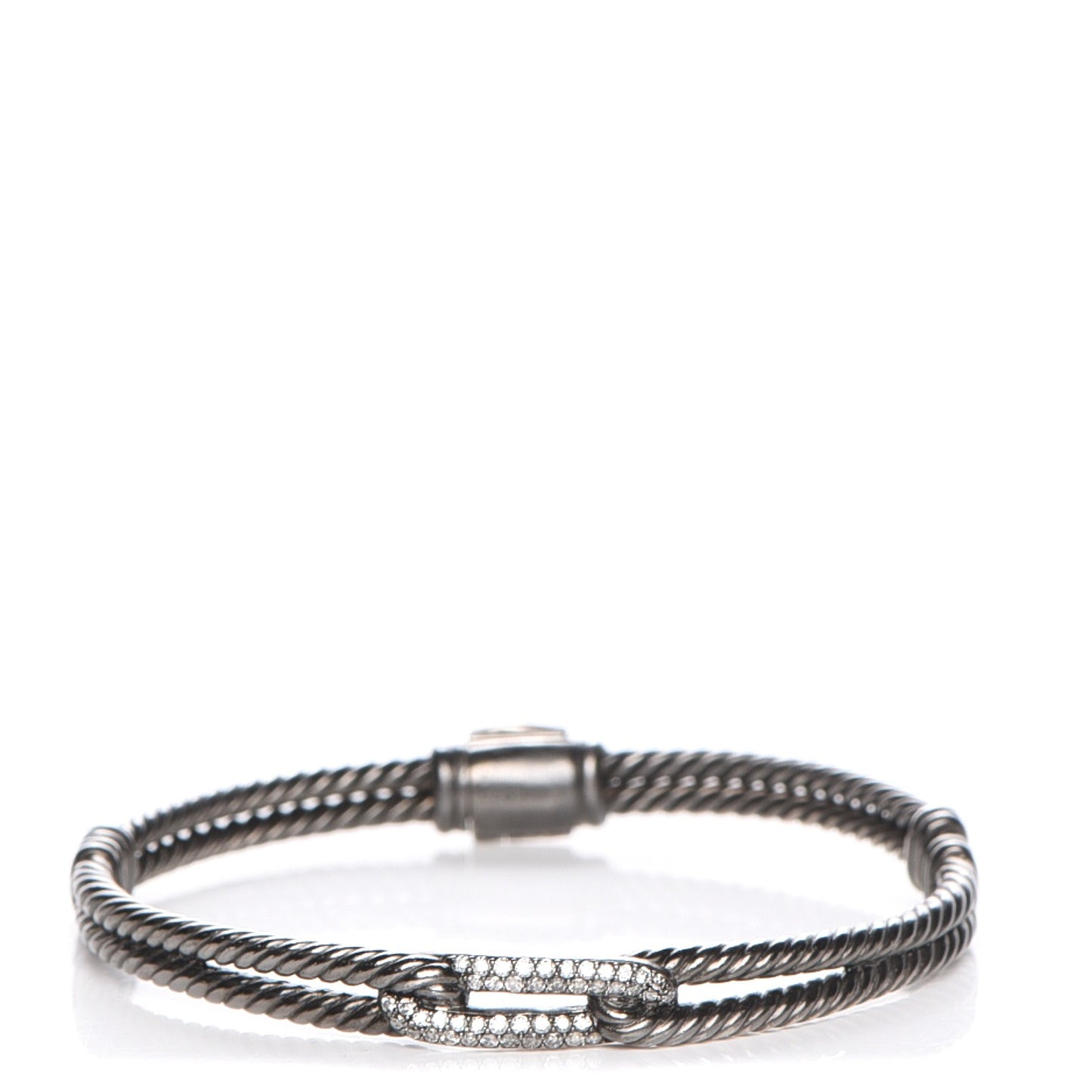 Darkened Sterling Silver Diamond 7mm Mini Loop Labyrinth Bracelet