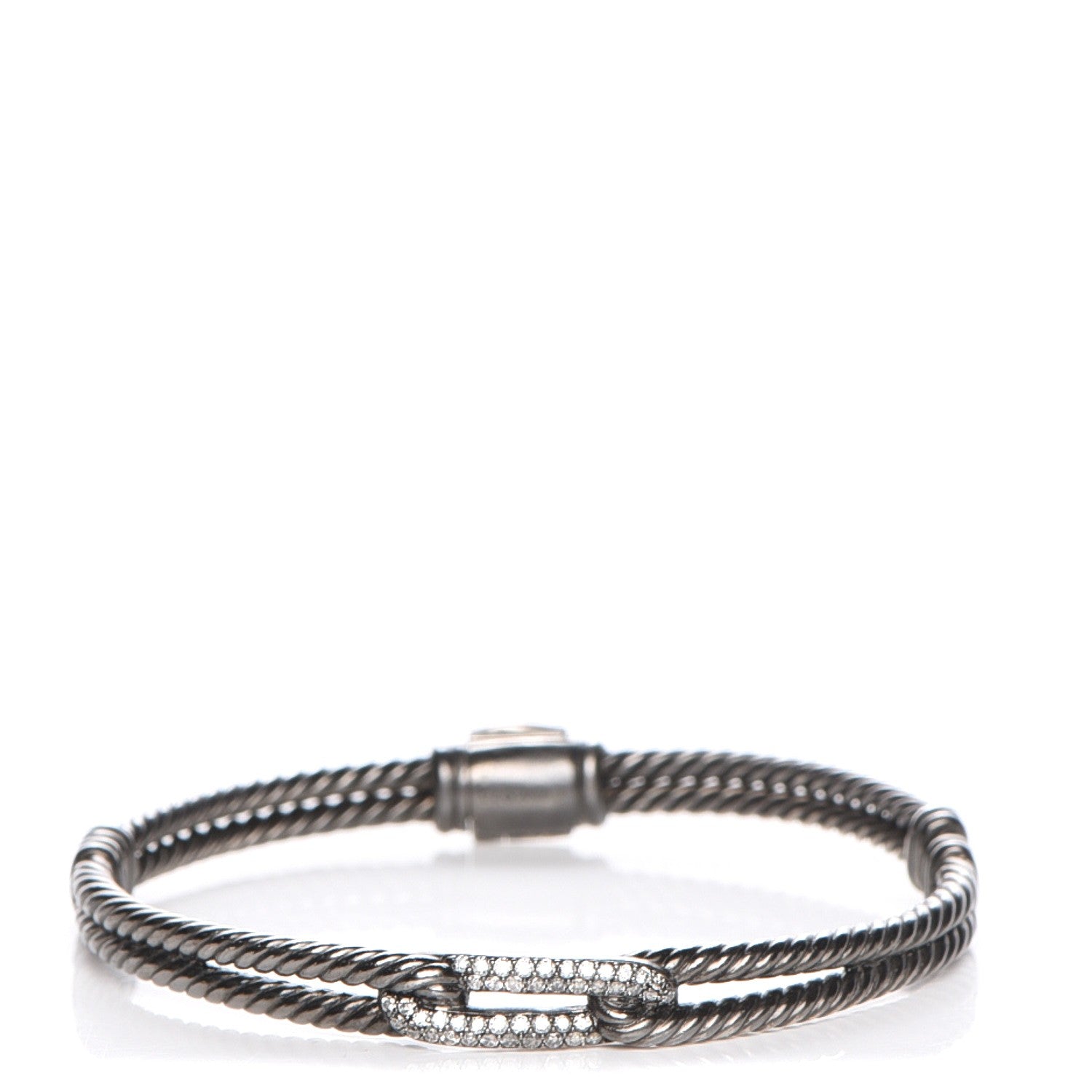 David Yurman Darkened Sterling Silver Diamond 7mm Mini Loop Labyrinth Bracelet 1 of 5