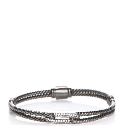 David Yurman Darkened Sterling Silver Diamond 7mm Mini Loop Labyrinth Bracelet 1 of 5
