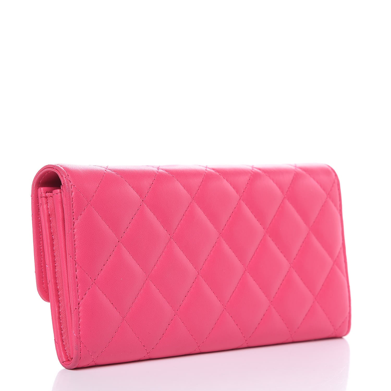 Chanel Lambskin Quilted Large Gusset Flap Wallet Fuchsia 3 of 10