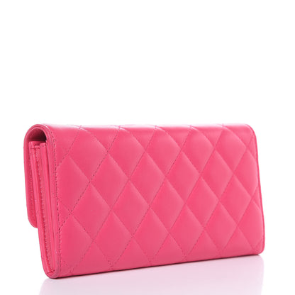Chanel Lambskin Quilted Large Gusset Flap Wallet Fuchsia 3 of 10