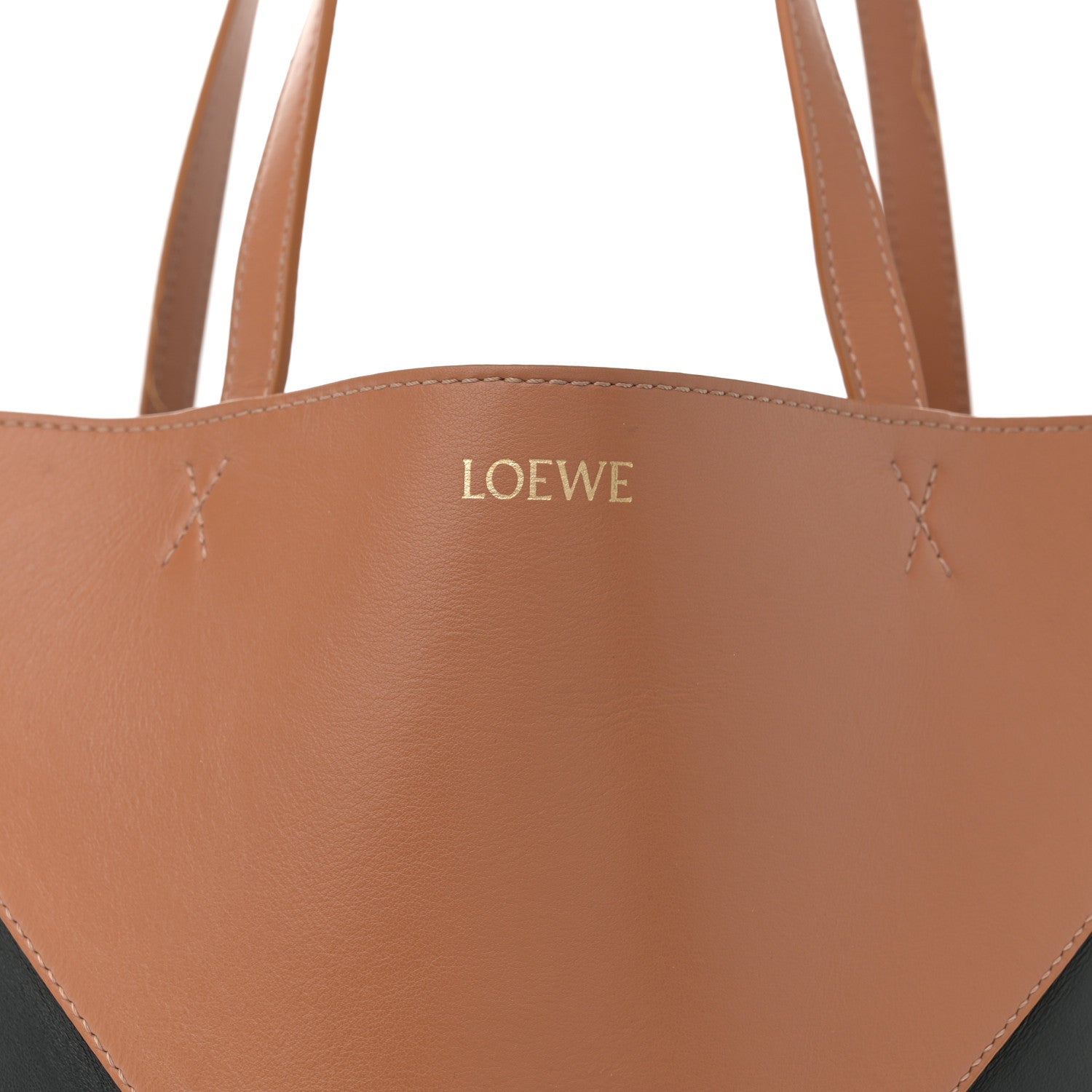 Loewe Shiny Calfskin Medium Puzzle Fold Tote Warm Desert Black 7 of 16