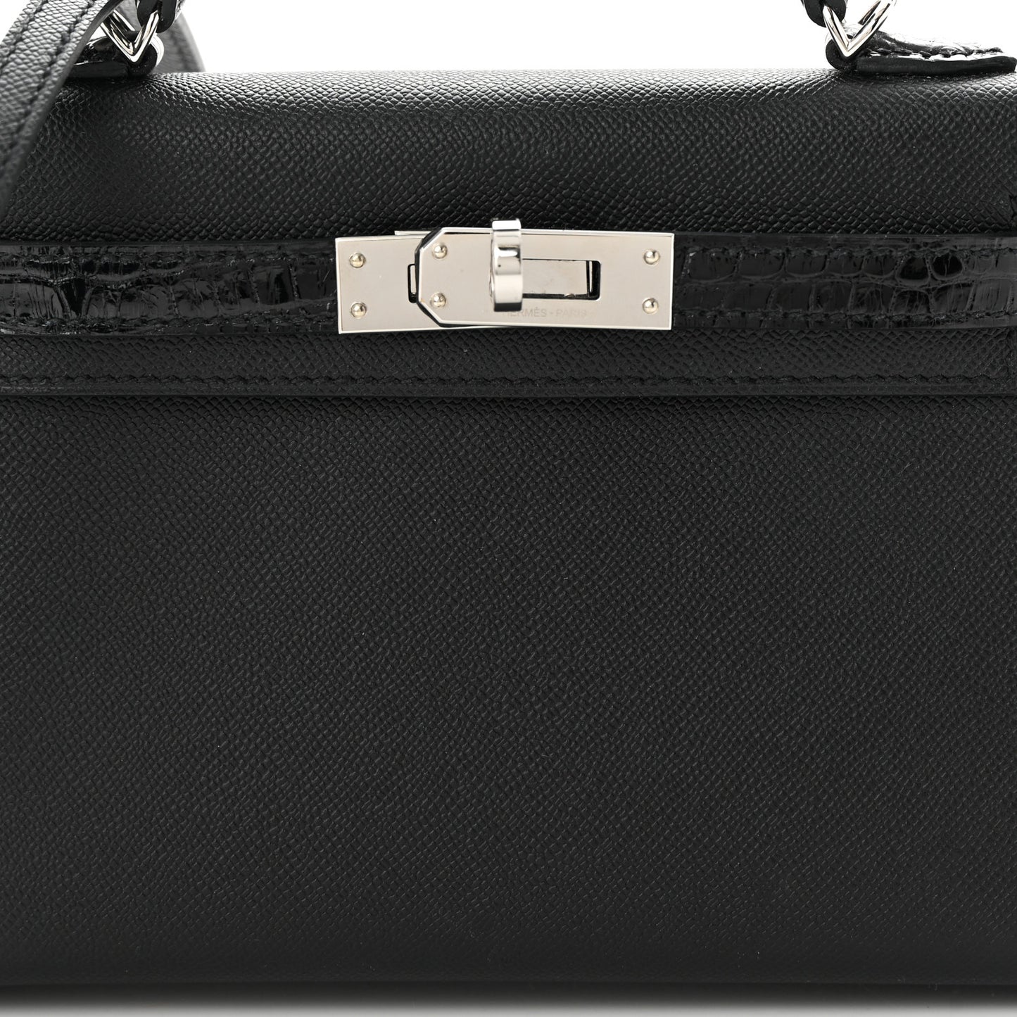 Madame Calfskin Shiny Alligator Mini Kelly Sellier Touch 20 Black