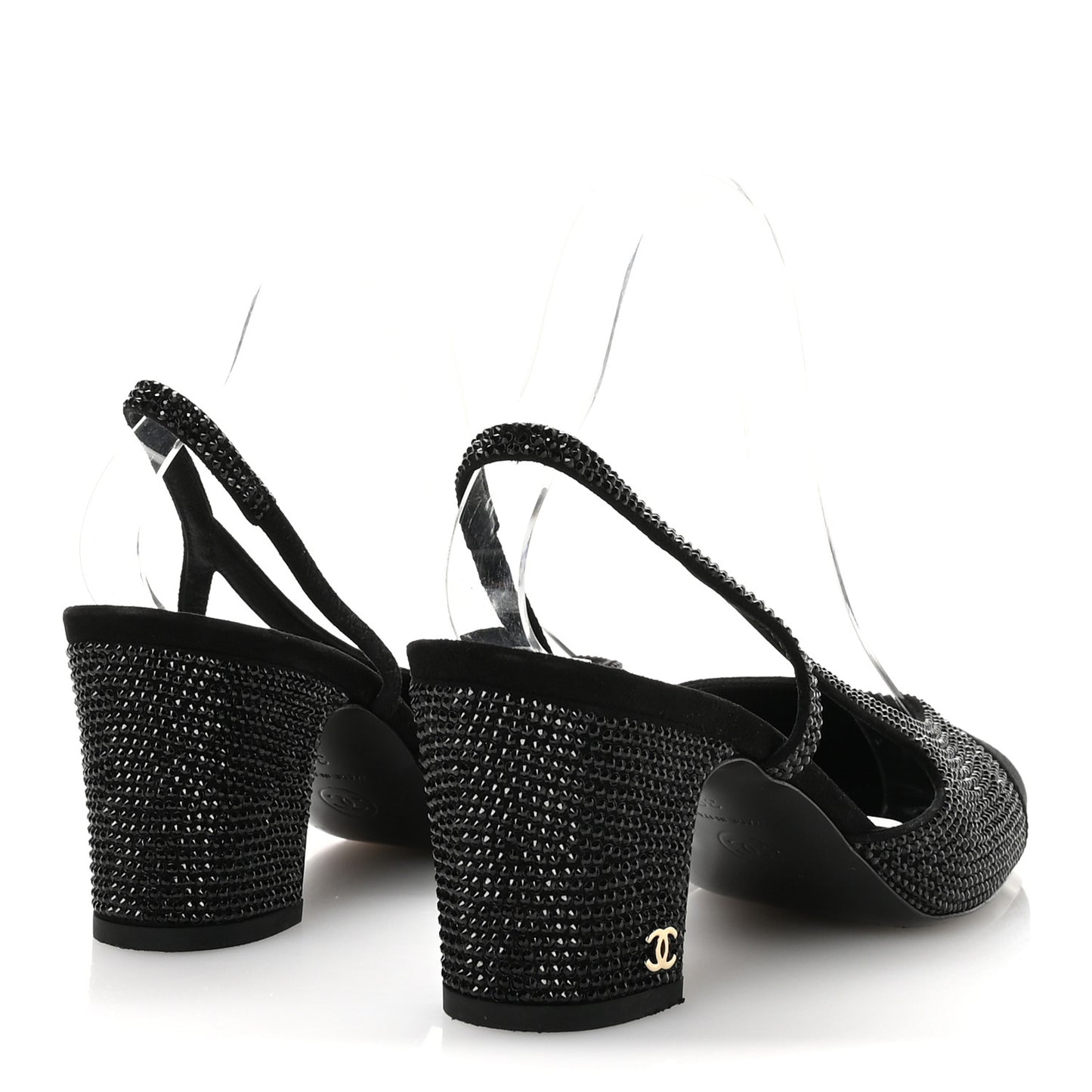 Strass Grosgrain Cap Toe CC Slingback Pumps 39 Black