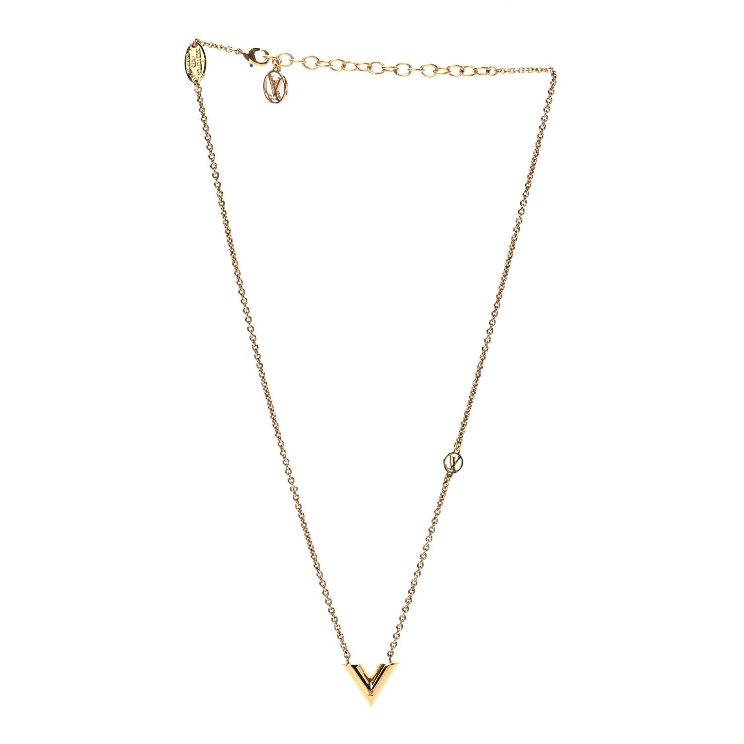 Louis Vuitton Brass Essential V Necklace Gold 3 of 6