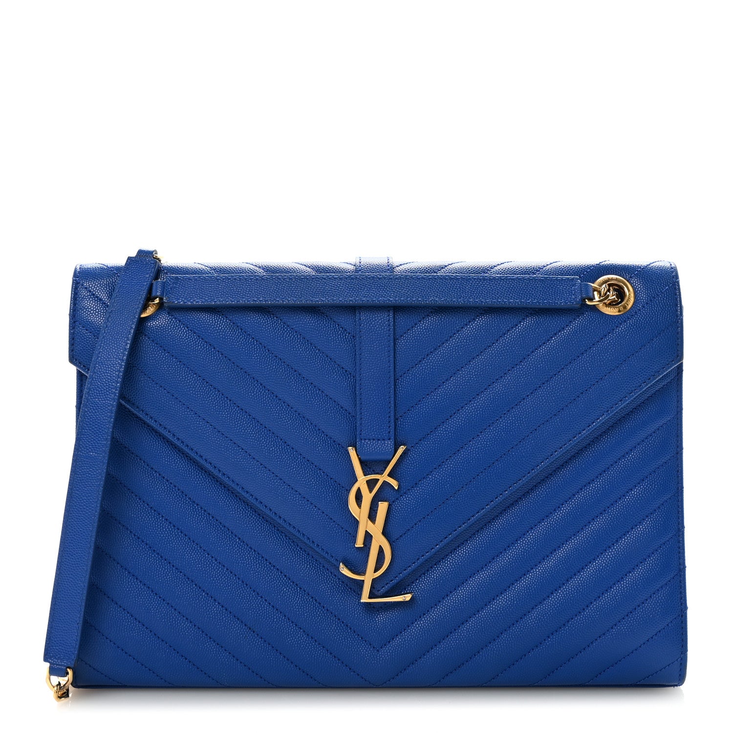 Saint Laurent Grain De Poudre Matelasse Chevron Large Monogram Satchel Blue Majorelle 1 of 9