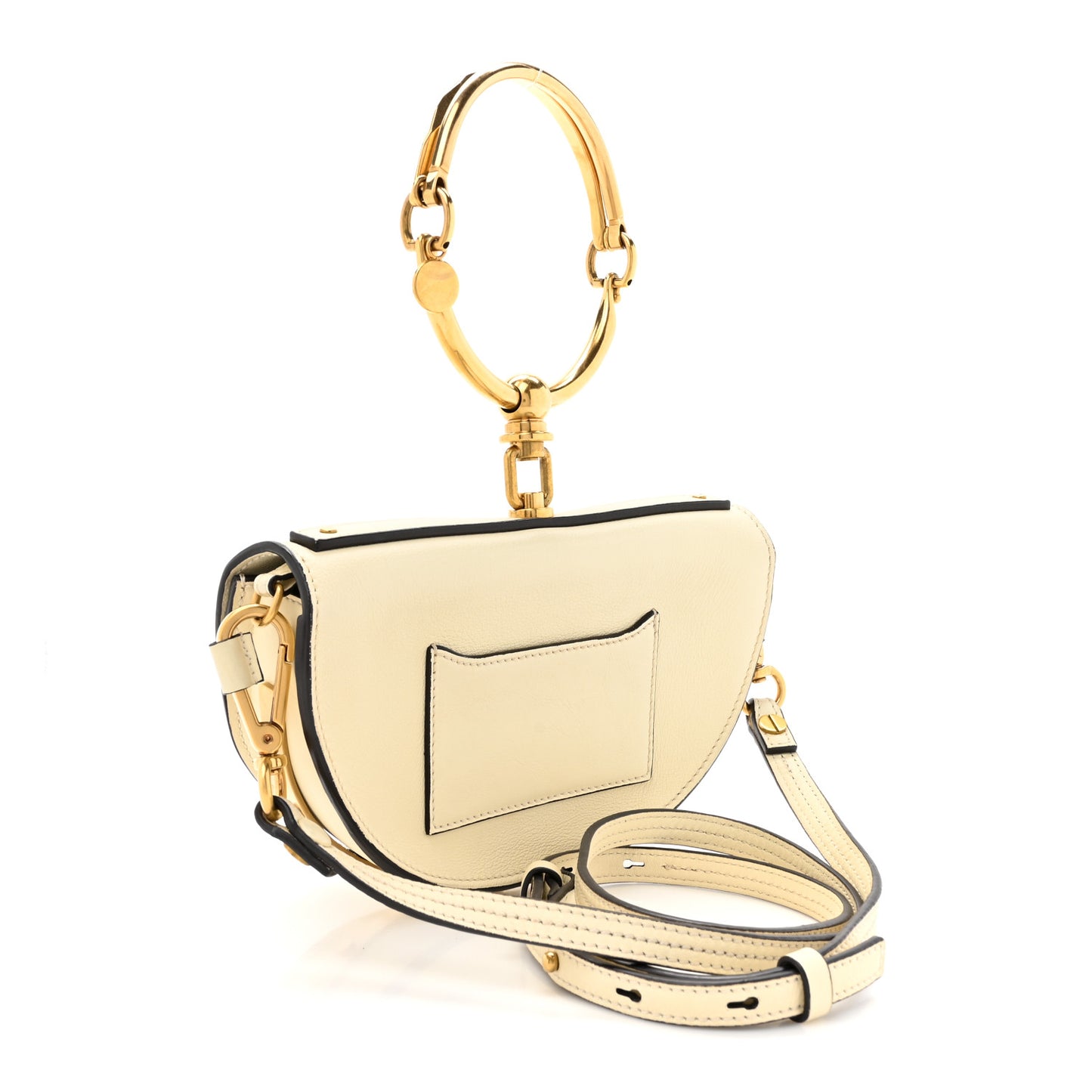 Calfskin Small Nile Bracelet Minaudiere Bag Off White