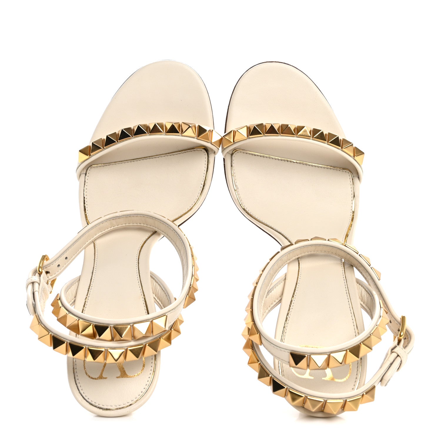 Valentino Garavani Calfskin Rockstud No Limit High-Heel Sandals 39.5 Light Ivory 2 of 16