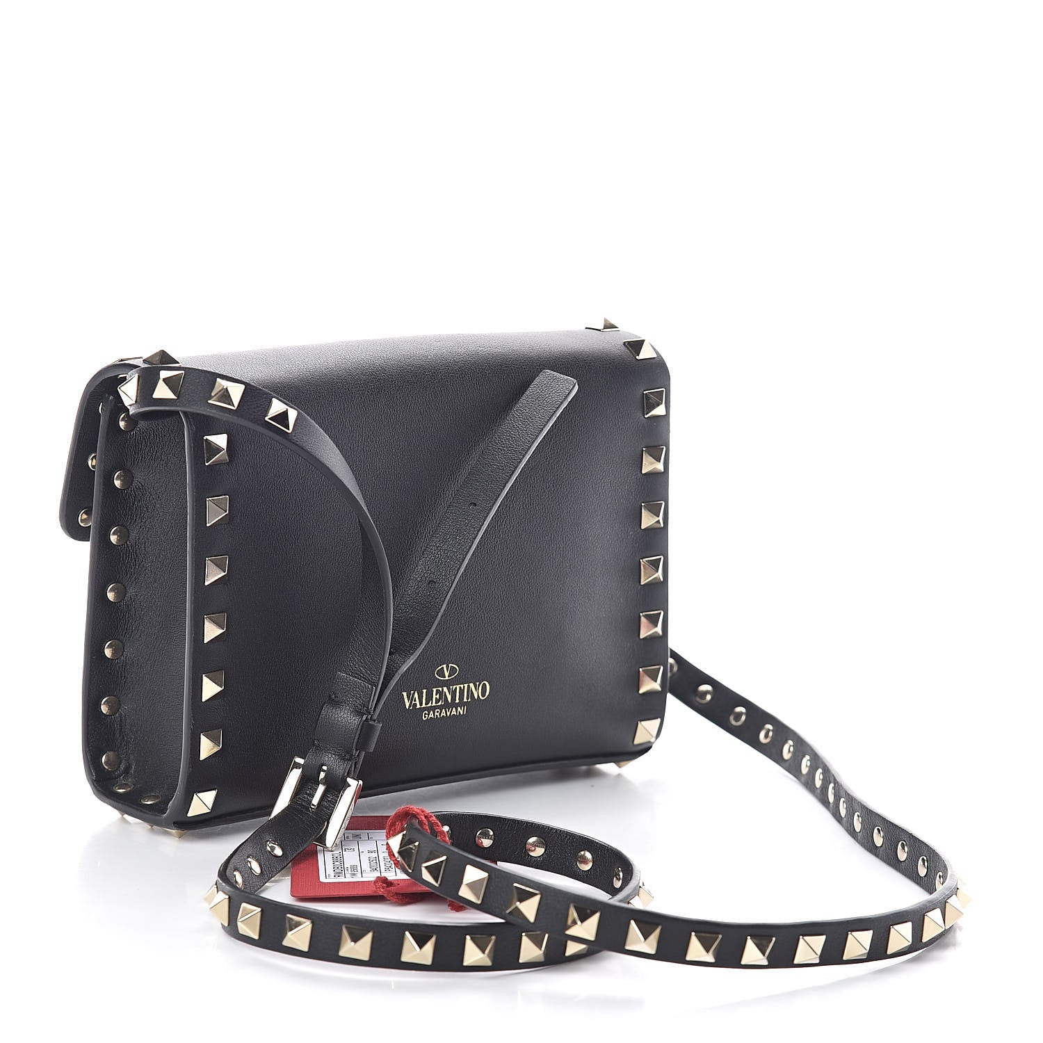 Valentino Garavani Vitello Rockstud Flap Crossbody Bag Black 3 of 8