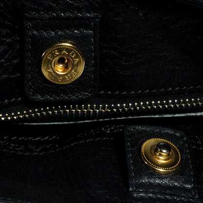 Prada Vitello Daino Side Zip Pocket Hobo Black 10 of 10