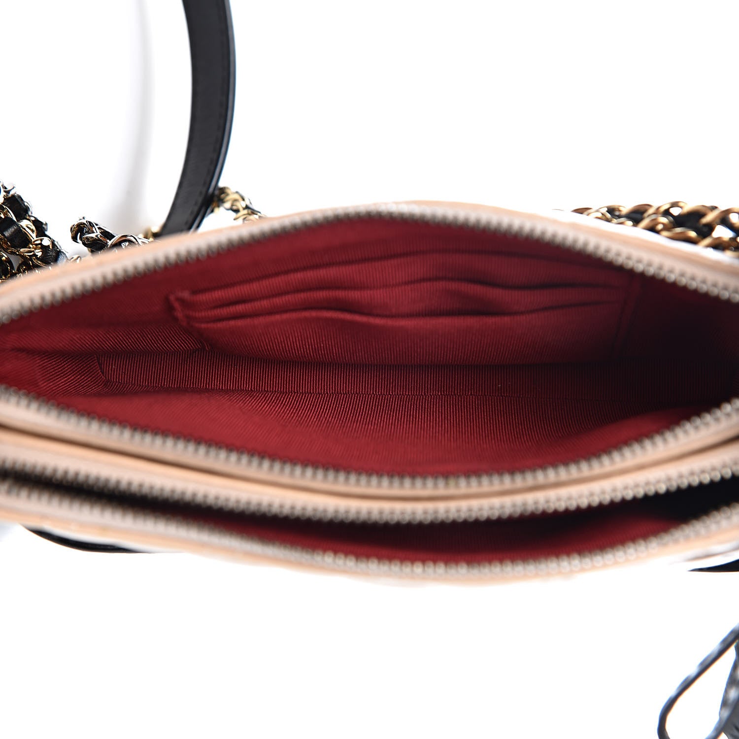 Chanel Aged Calfskin Quilted Small Gabrielle Clutch With Chain Beige Black 6 of 15