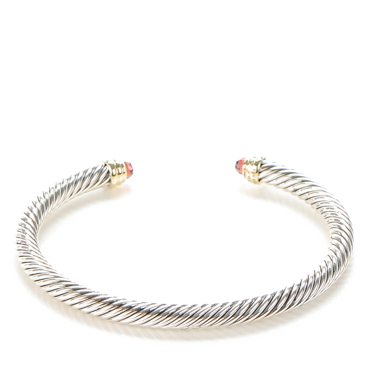 Sterling Silver 14K Yellow Gold Garnet 5mm Cable Classics Petite Color Bracelet