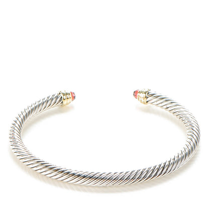 David Yurman Sterling Silver 14K Yellow Gold Garnet 5mm Cable Classics Petite Color Bracelet 3 of 7