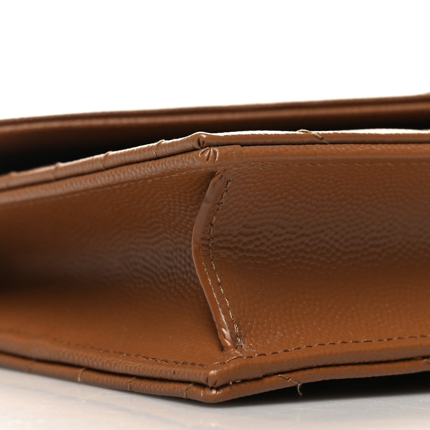 Grain De Poudre Matelasse Chevron Monogram Envelope Chain Wallet Natural Dark