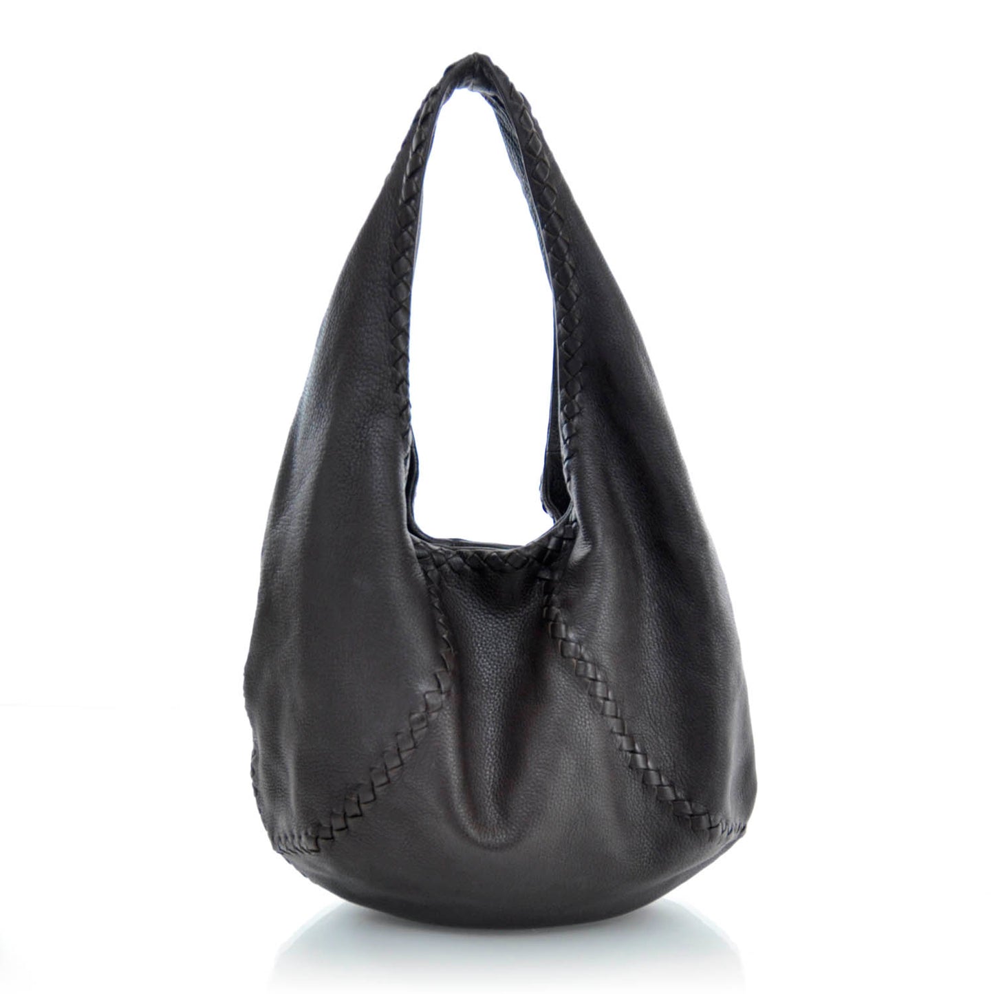 Leather Cervo Hobo Ebano
