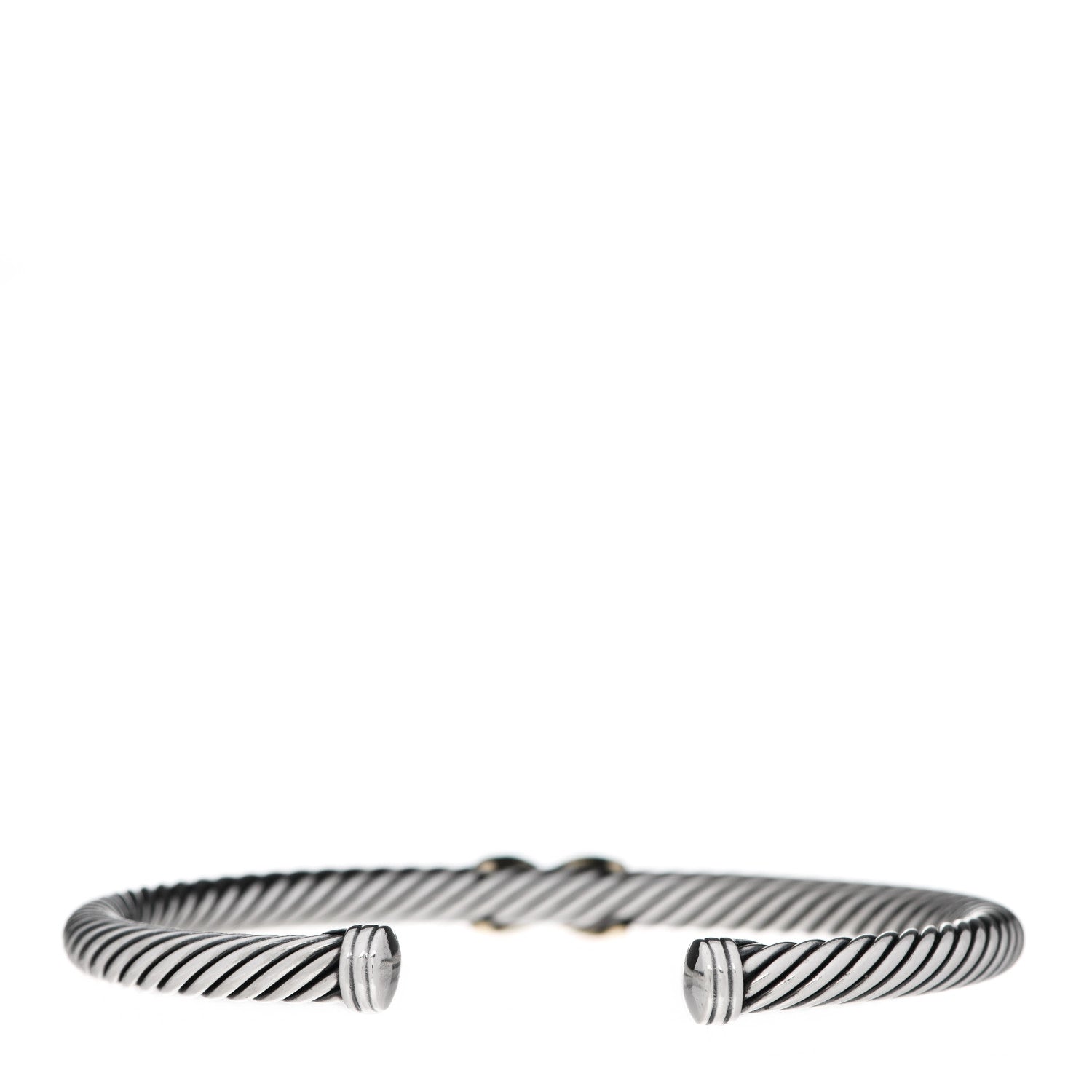 David Yurman Sterling Silver 14K Yellow Gold 5mm X Station Cable Bracelet 3 of 4