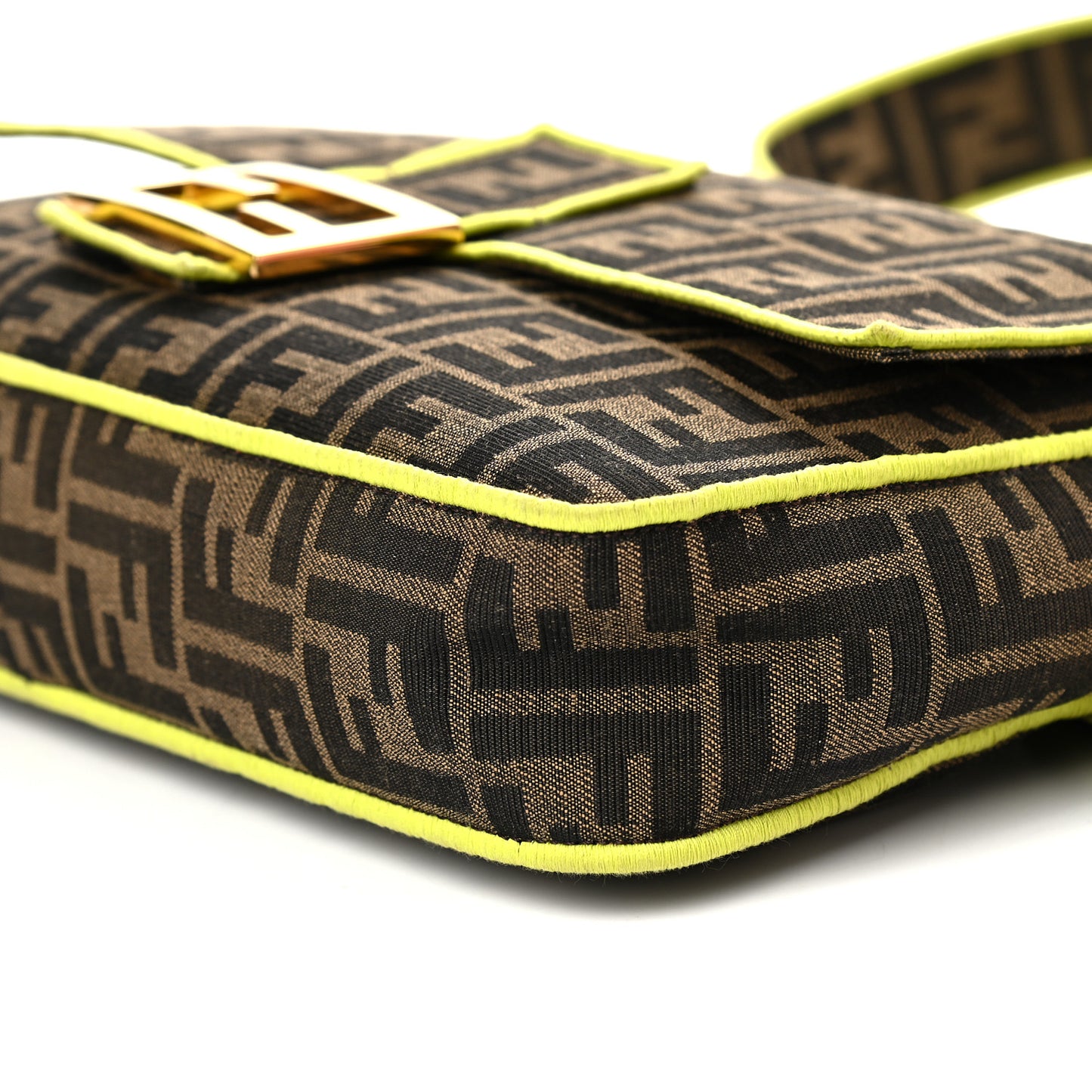 Fabric Jacquard FF 1974 Large Baguette Tobacco Moro Giallo Fluo
