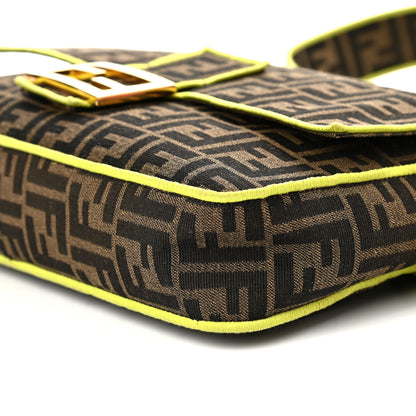 Fendi Fabric Jacquard FF 1974 Large Baguette Tobacco Moro Giallo Fluo 9 of 9