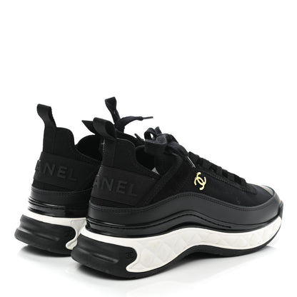 Chanel Velvet Calfskin Mixed Fibers CC Sneakers 37 Black 4 of 9