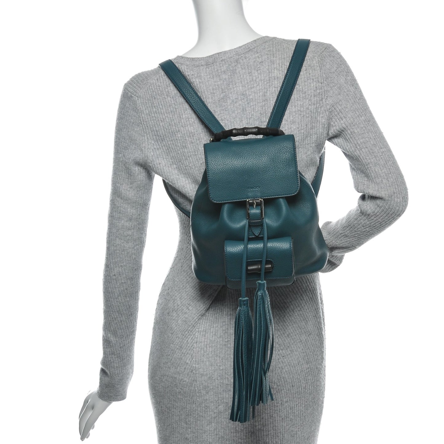 Cellarius Calfskin Small Bamboo Backpack Dusty Turquoise