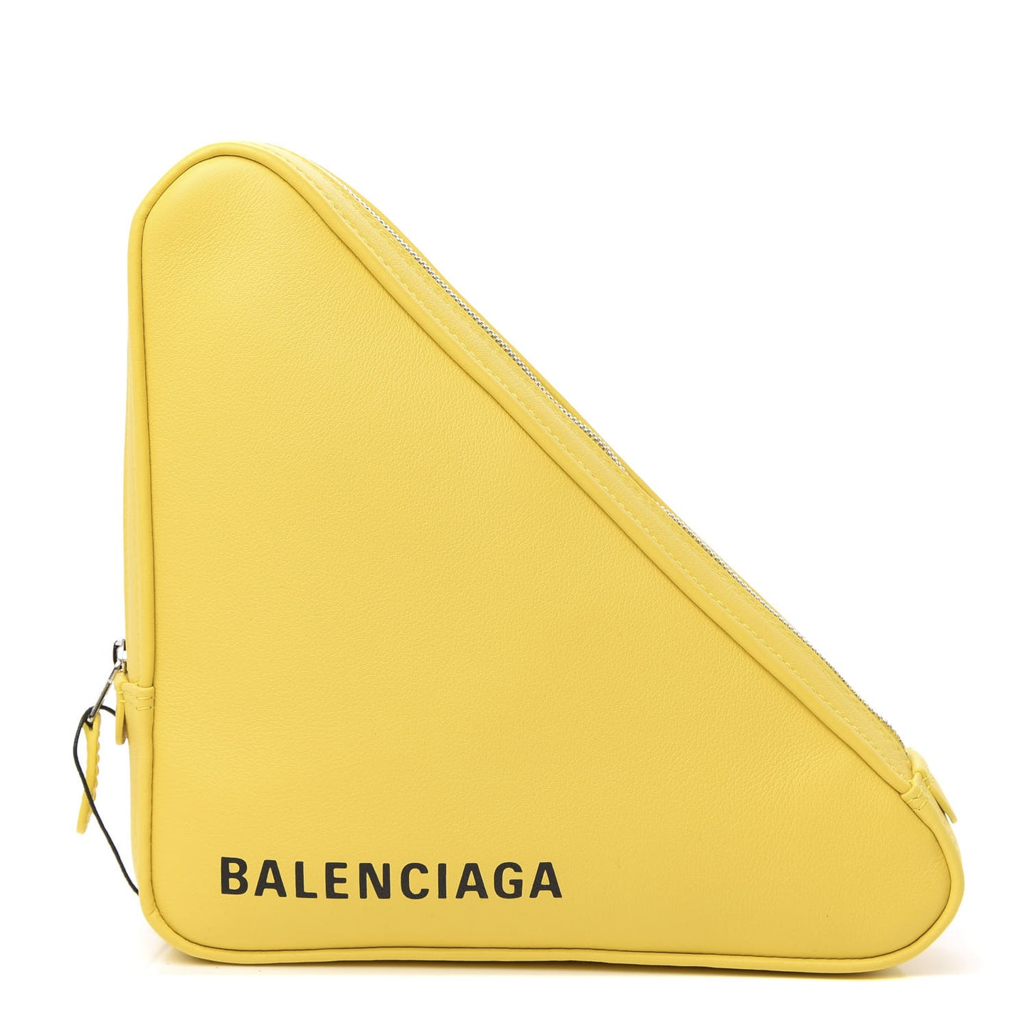 Shiny Day Calfskin Logo M Triangle Pouch Jaune Black