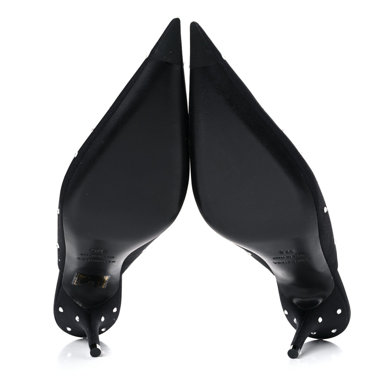 Satin Crystal Embellished Knife Mules 37.5 Black