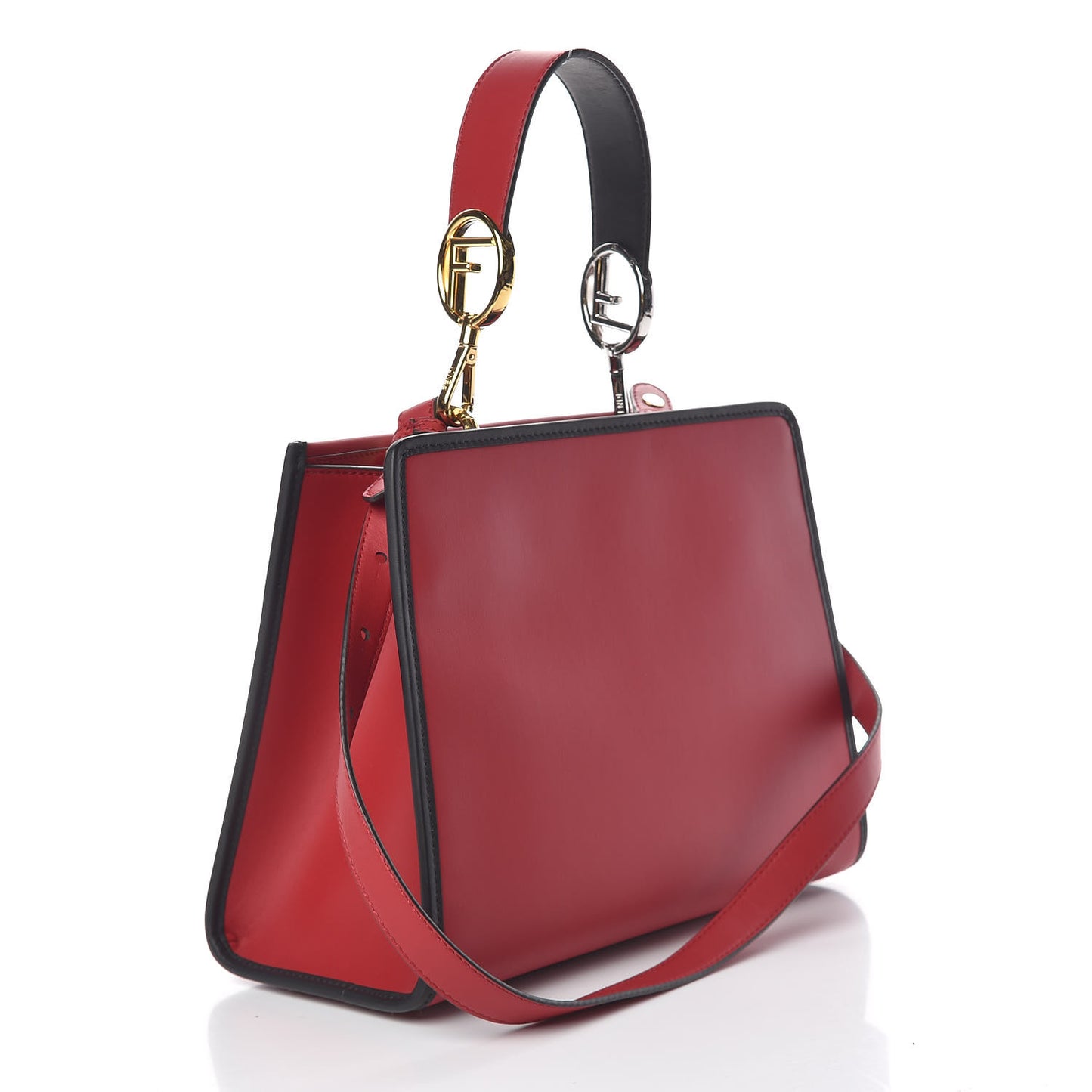 Vitello Century Opaco F is Fendi Bi-Color Small Runaway Satchel Fragola Black