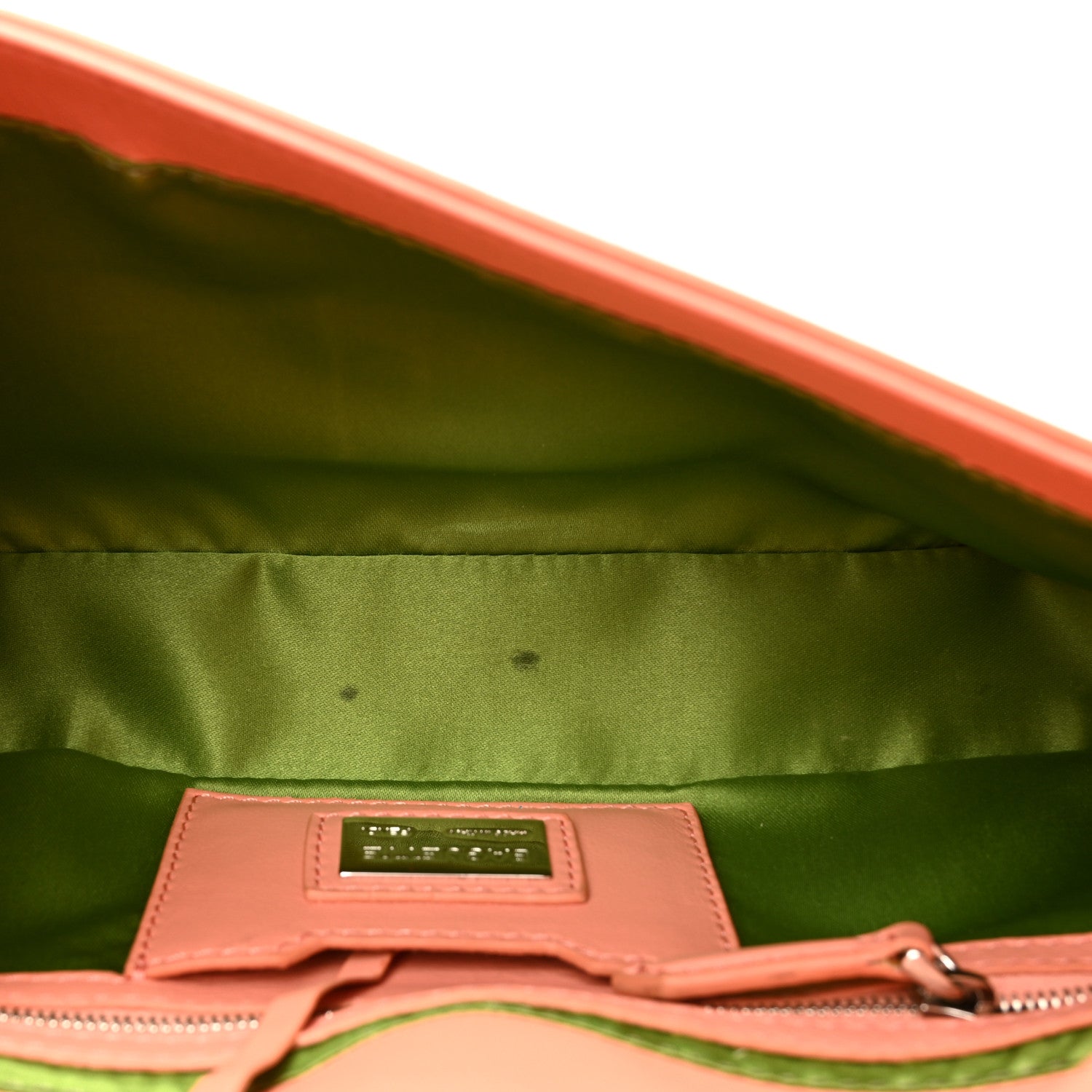 Fendi Vitello Flamingo Crystal Baguette Rosa Pesca 5 of 17