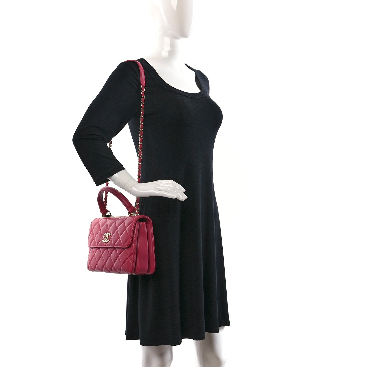 Chanel Lambskin Quilted Small Trendy CC Dual Handle Bag Dark Pink 2 of 9