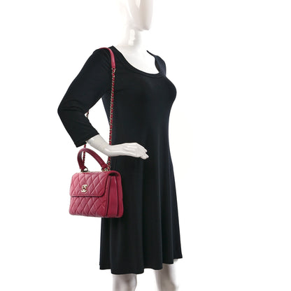 Chanel Lambskin Quilted Small Trendy CC Dual Handle Bag Dark Pink 2 of 9