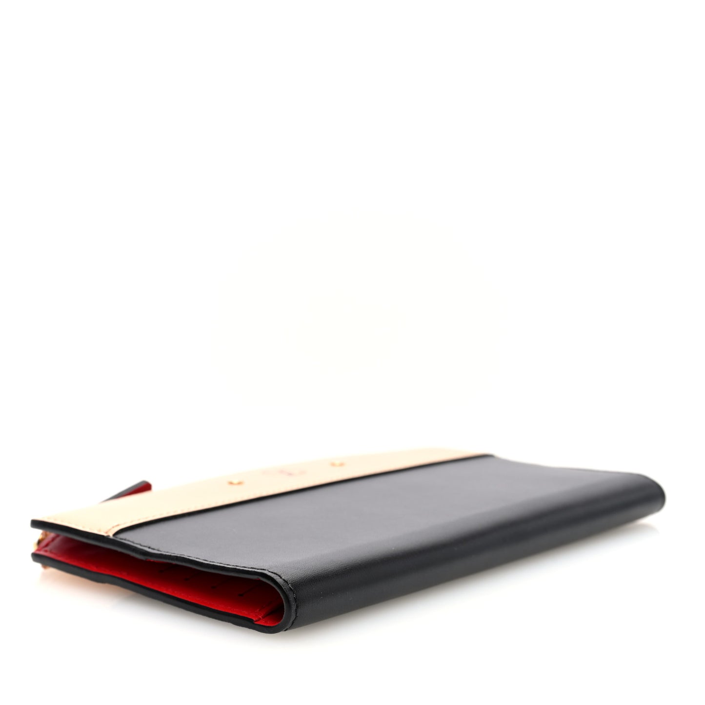 Calfskin City Steamer Wallet Black Creme Bourgogne