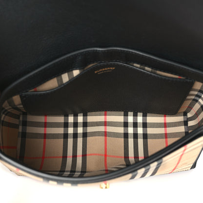 Burberry Grainy Calfskin Vintage Check Note Crossbody Bag Black 5 of 8