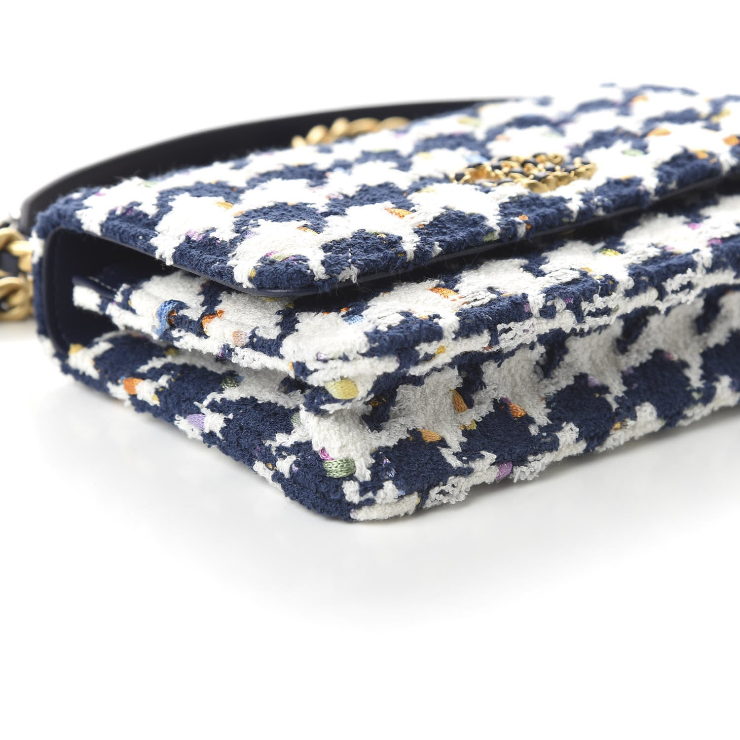 Chanel Tweed Quilted 19 Wallet On Chain WOC Ecru Navy Blue Multicolor 6 of 12