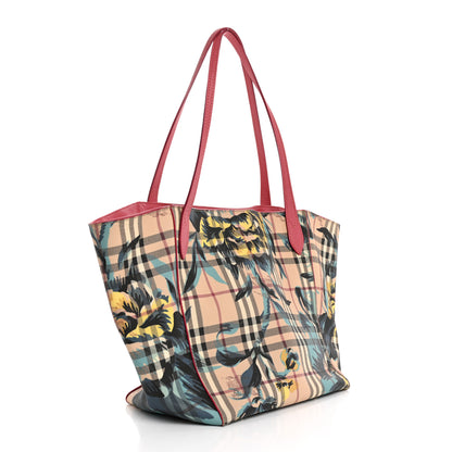 Burberry Haymarket Check Floral Print Small Canterbury Tote Pink 3 of 15