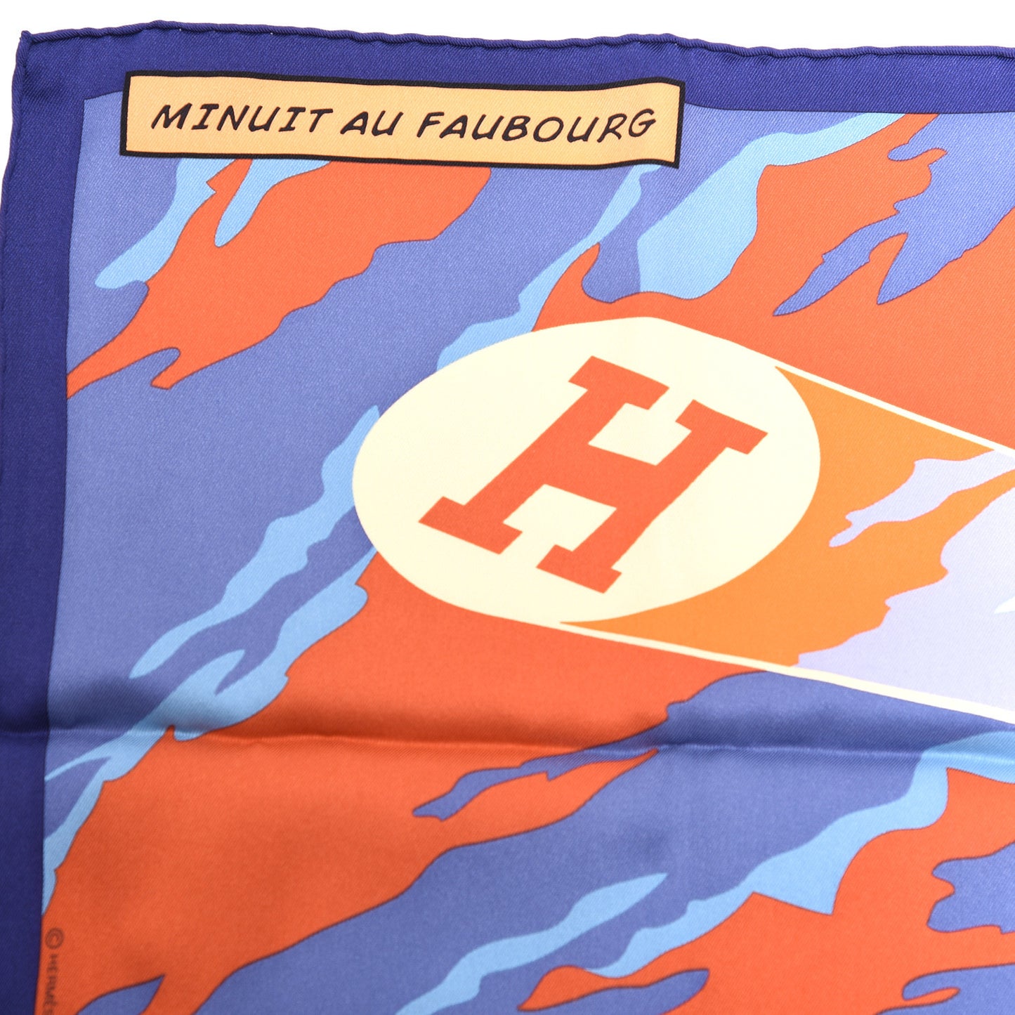Silk Minuit Au Faubourg Scarf 70 Bleu Nuit Lavande Orange
