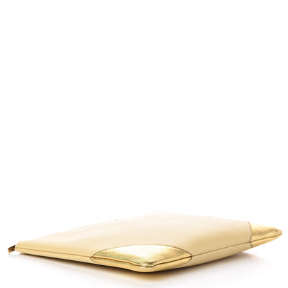 Celine Metallic Lambskin Bi-Color Coeur Ipad Clutch Gold 4 of 9