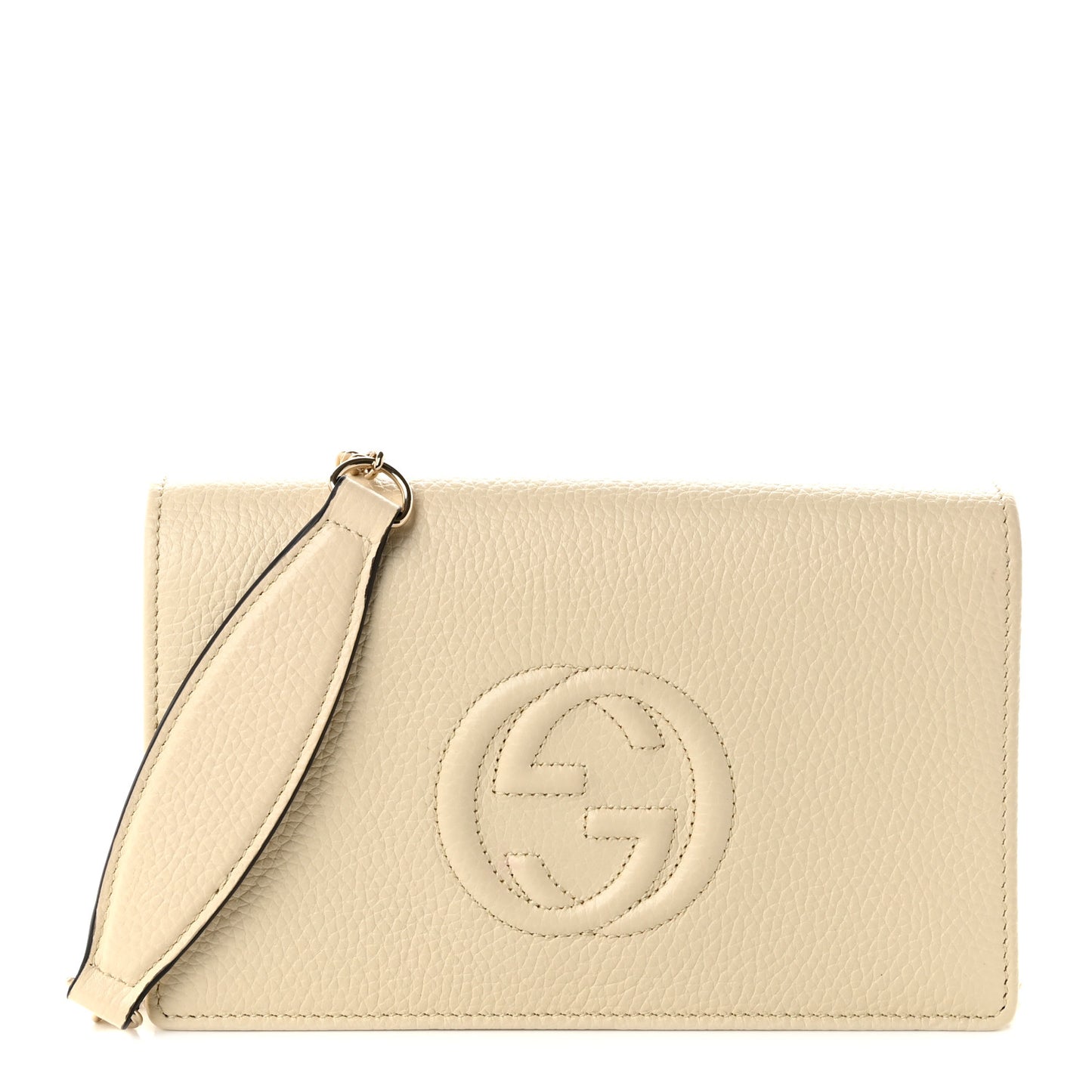 Pebbled Calfskin Soho Wallet On Chain Ivoire