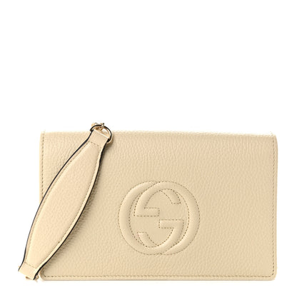 Gucci Pebbled Calfskin Soho Wallet On Chain Ivoire 1 of 11