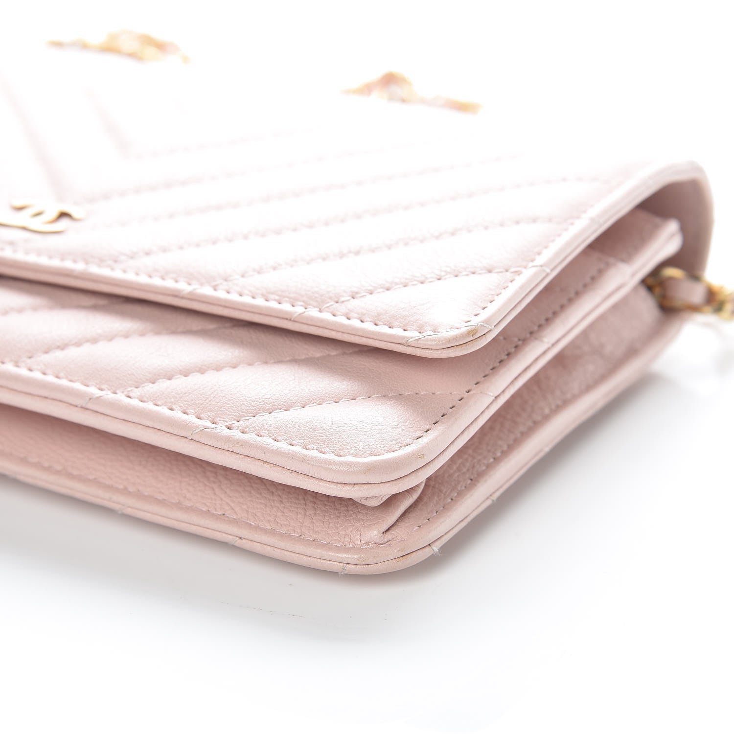 Chanel Calfskin Chevron Quilted Wallet On Chain WOC Pink 10 of 10