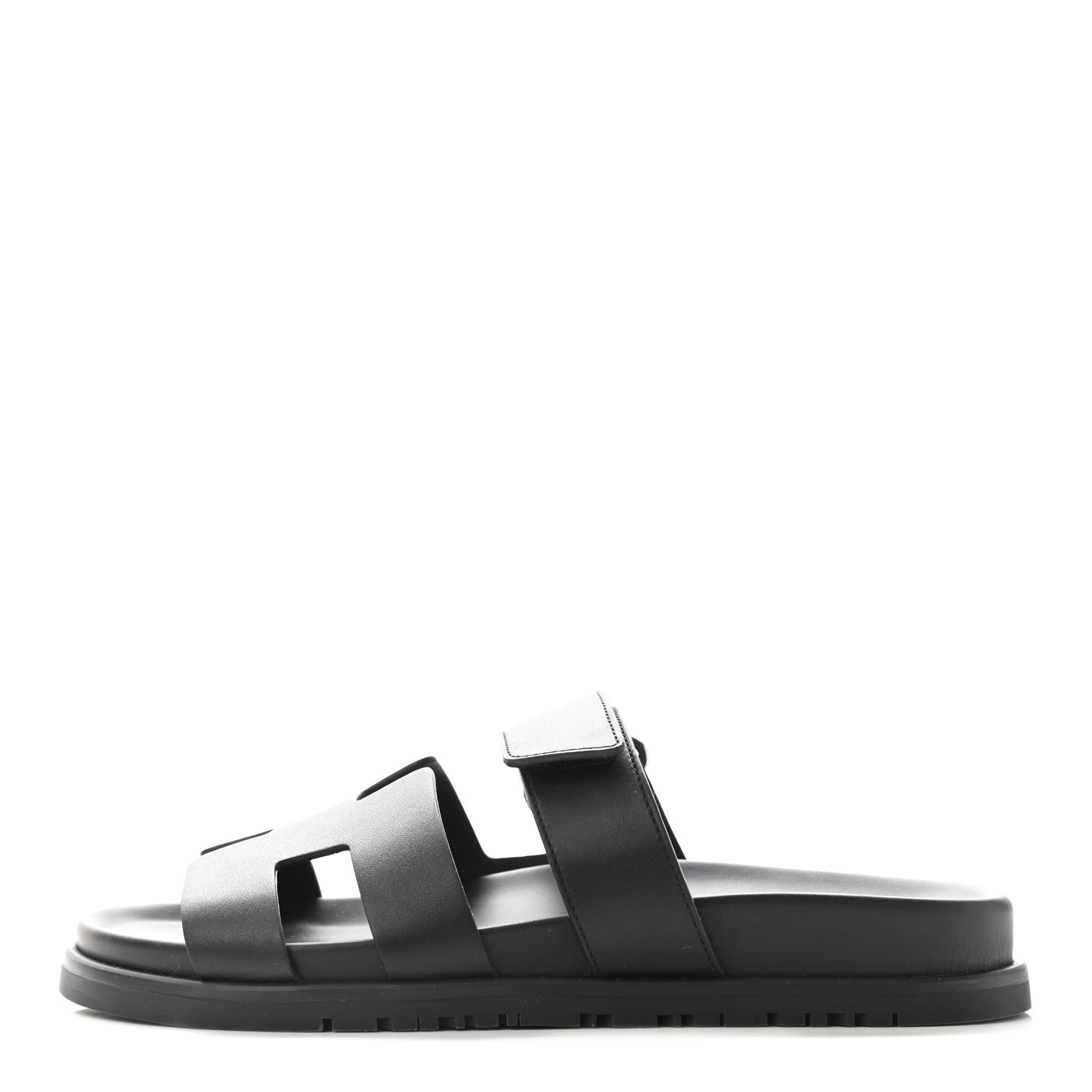 Hermes Calfskin Womens Chypre Sandals 37 Black 1 of 11