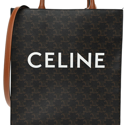 Celine Triomphe Canvas Calfskin Small Vertical Cabas Tan 9 of 11