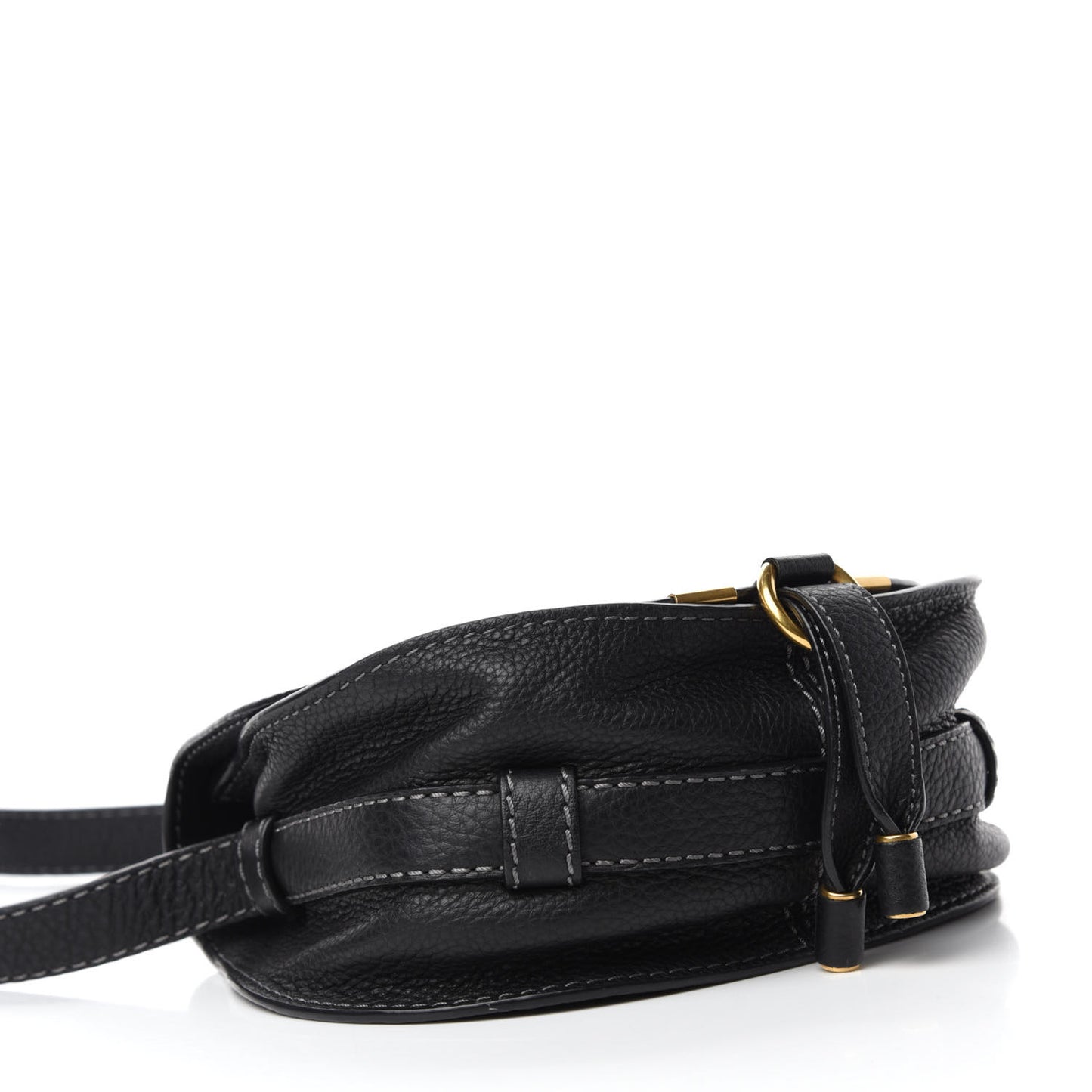 Calfskin Mini Marcie Round Crossbody Bag Black