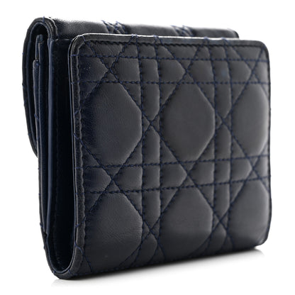 Christian Dior Lambskin Cannage Dioraddict Flap Wallet Navy 3 of 9