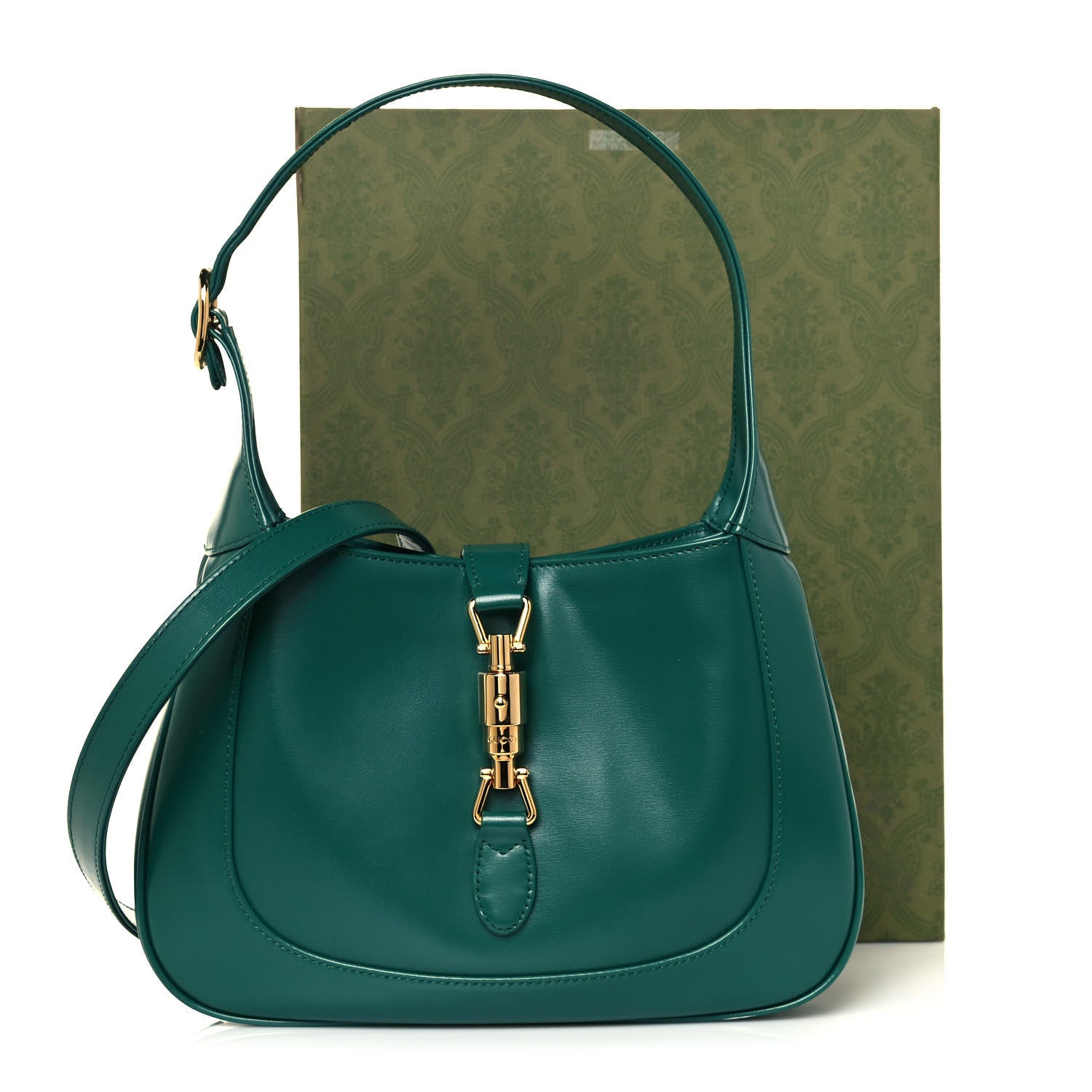 Gucci Boarded Dyana Lux Calfskin Small Jackie 1961 Hobo Emerald 16 of 16