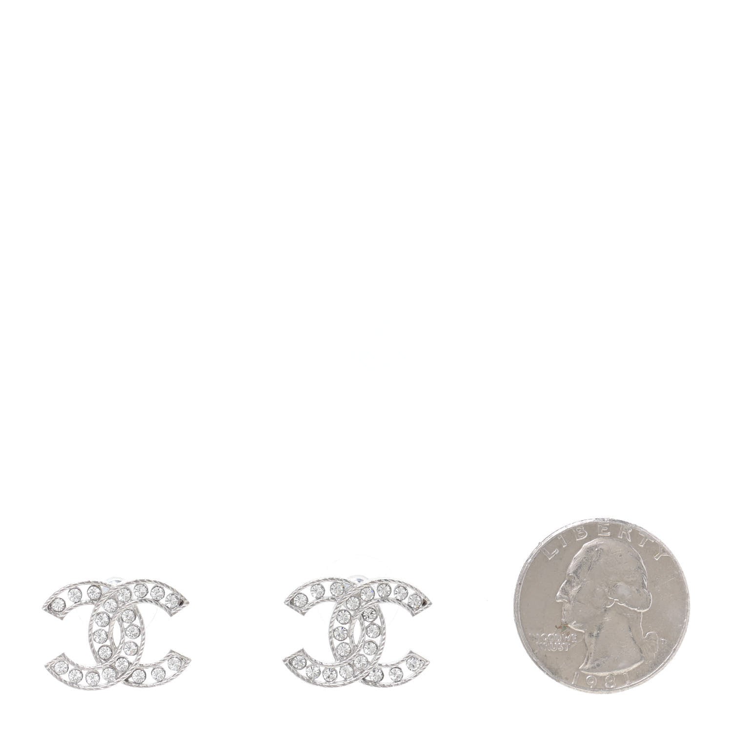 Chanel Crystal CC Earrings Silver 2 of 5