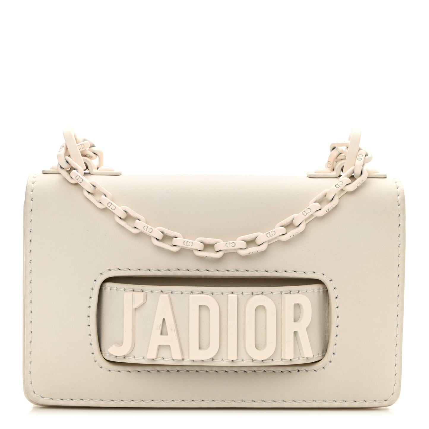 Ultra Matte Calfskin Mini J'Adior Chain Flap Bag White
