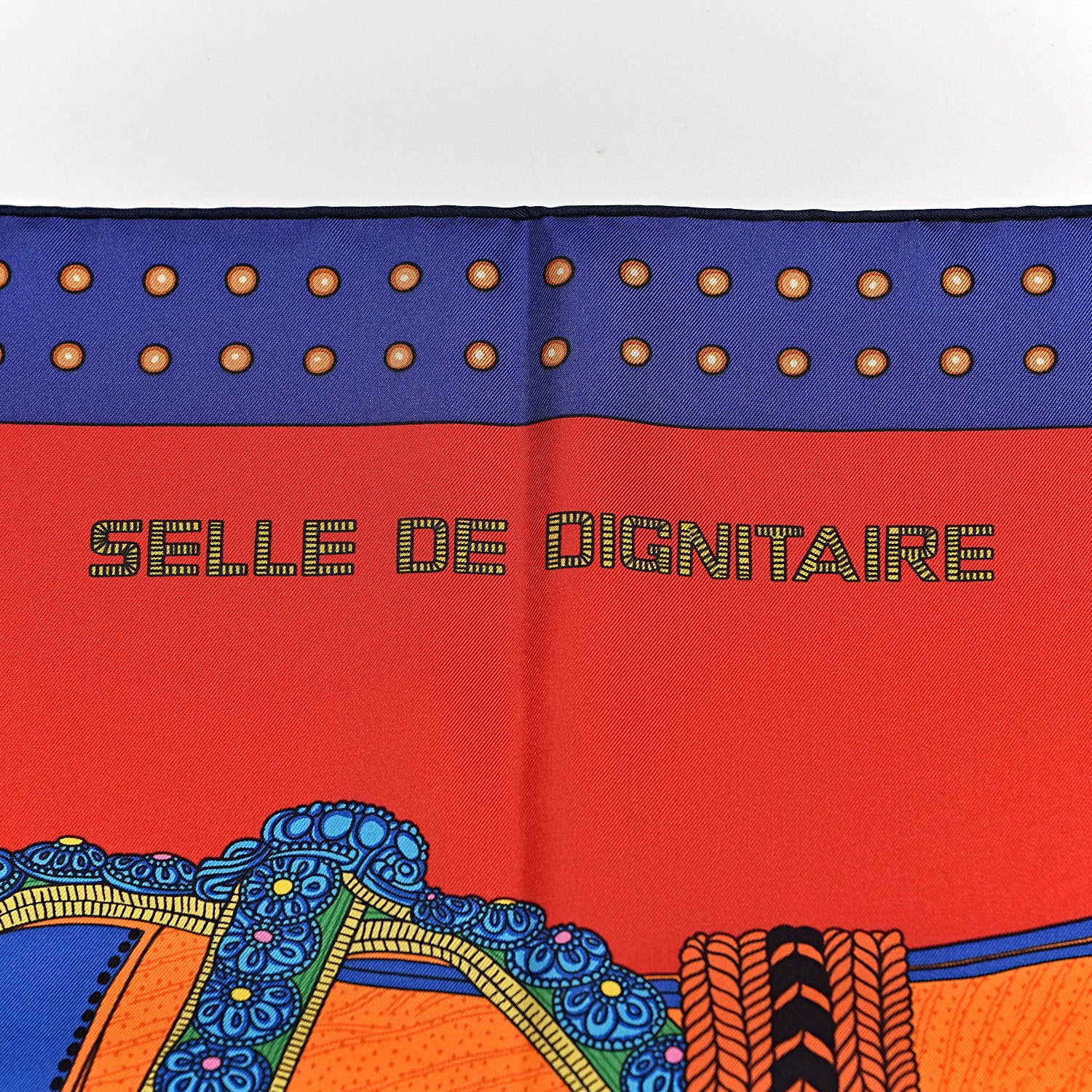 Hermes Silk Selle De Dignitaire Scarf 90 Rouge Violet Orange 5 of 5