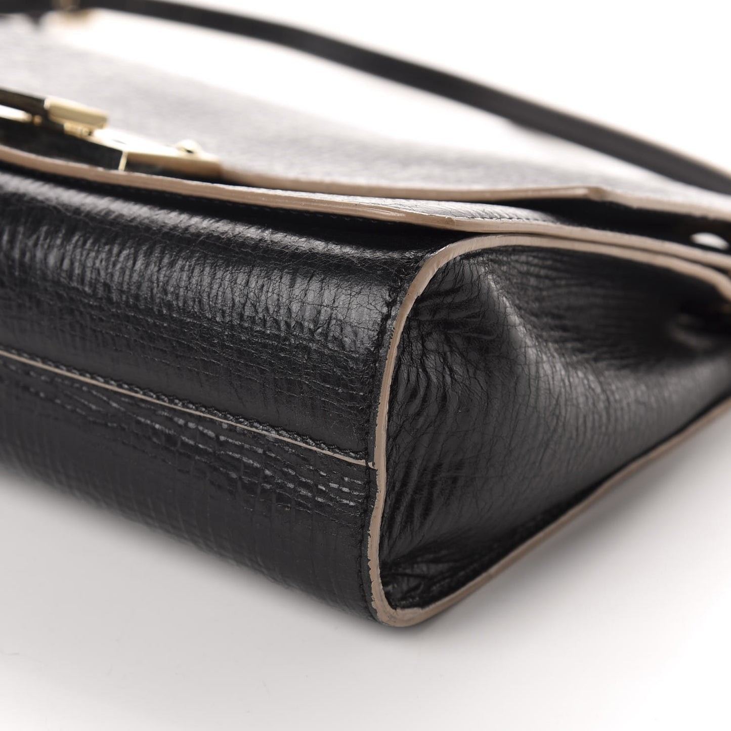Washed Crinkled Calfskin Rebel Shoulder Bag Black