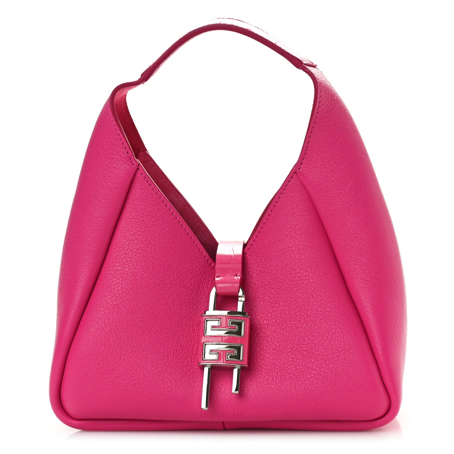 Grained Calfskin Mini G-Lock Hobo Neon Pink